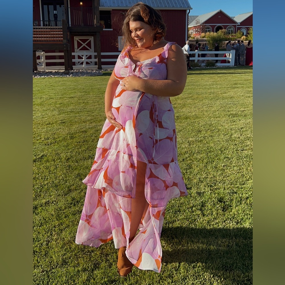 Hutch Pink and White Maxi Dress